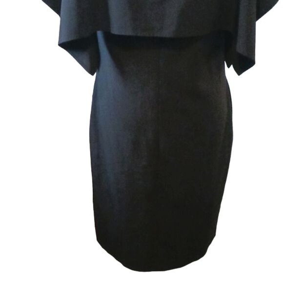 Calvin Klein Black Caped Sheath Dress Knee‎ Length Size 6 Elegant Classic Design - Picture 7 of 13